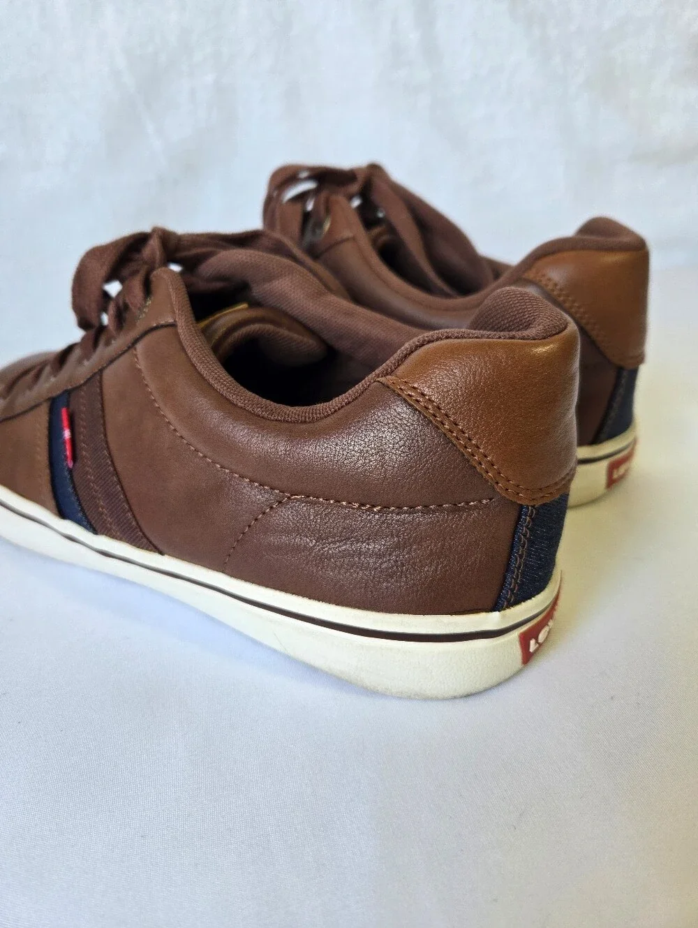 Levi Strauss & Co Men's Brown Casual Sneakers Size 12 Faux Leather Lace Up Shoes